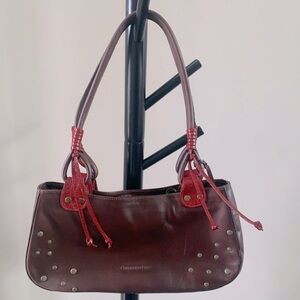 Brown and Red Leather Shoulder Bag